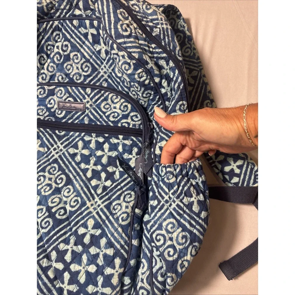 Vera Bradley Cuban Tiles Campus Tech Backpack RETIRED Blue Laptop Compartment
